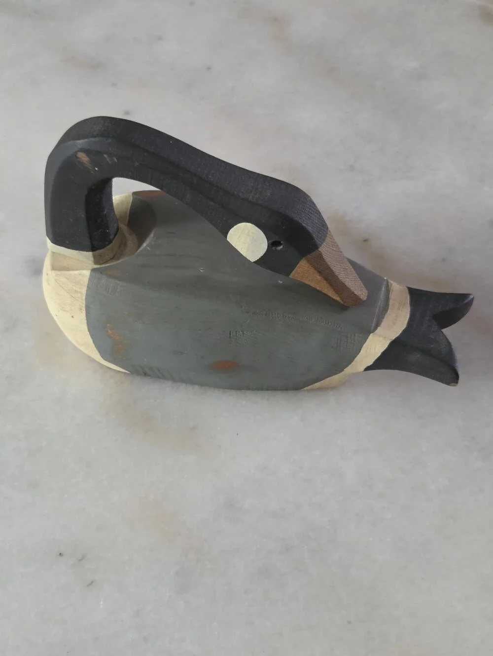 Hand-Carved Wooden Duck Goose Decoy With Adjustable For Posing / Removable Head